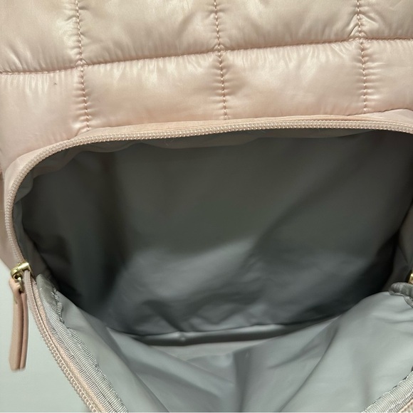 Petunia Pickle Botton Diaper Bag Backpack Blush Pink Quilted Satin Fabric - Picture 3 of 7